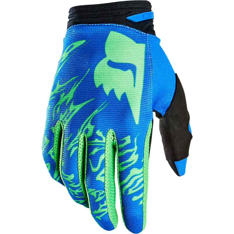 Fox Racing 180 Atlas Motocross Gloves - Black/Green, Small, With Touchscreen-Compatible Palm
