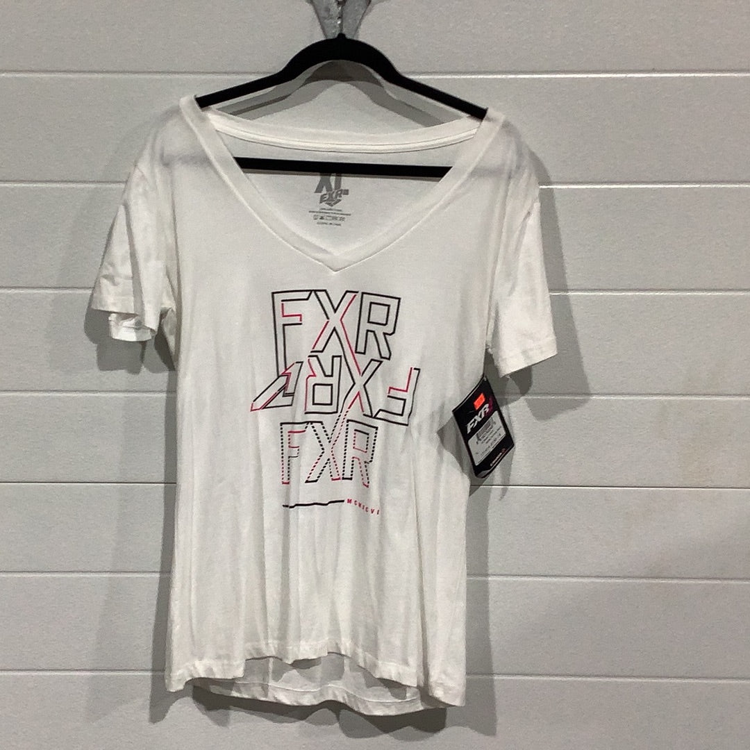 FXR LADIES Maze T-Shirt White/Fuchsia/Black