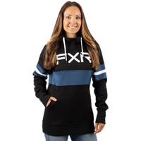 Load image into Gallery viewer, FXR Women’s Stripe Pullover Hoodie Black/Ocean
