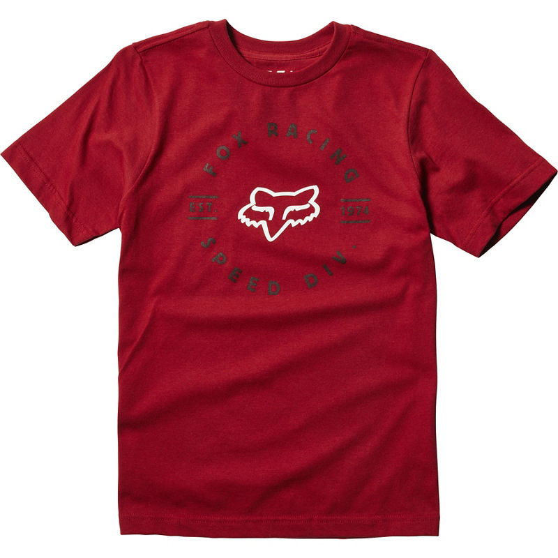 FOX YOUTH CLOCKED OUT SS TEE CARDINAL