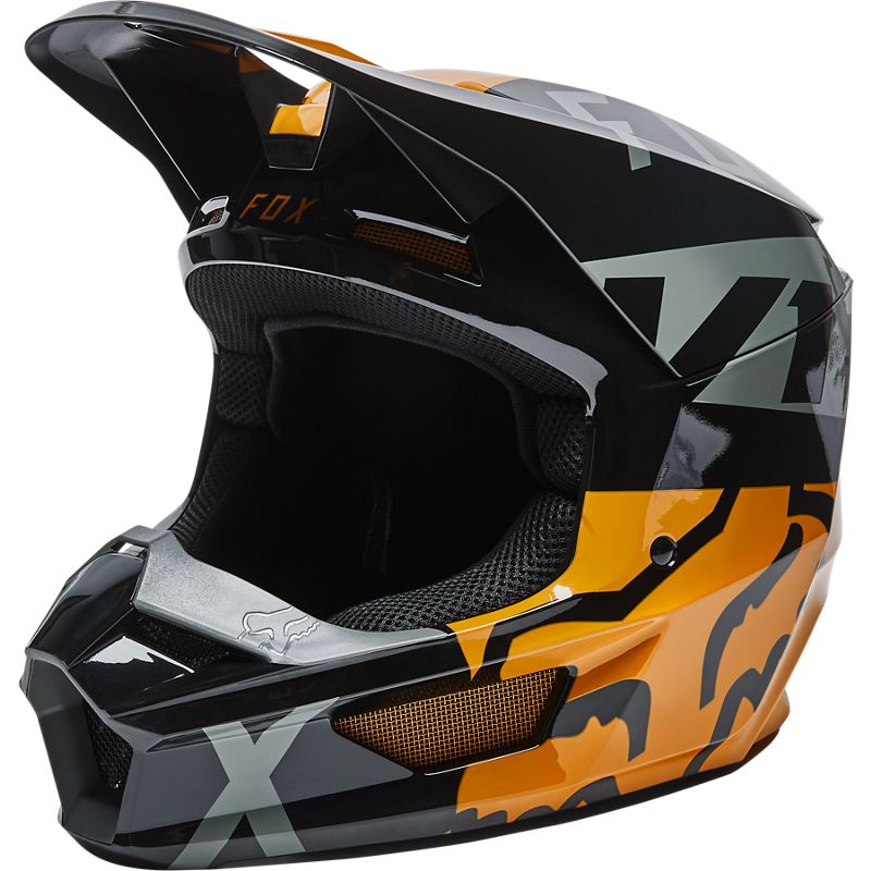 Fox Youth V1 Skew Helmet Black/Gold