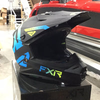 Load image into Gallery viewer, FXR Youth Legion Helmet 22 - BLACK BLUE HI VIS
