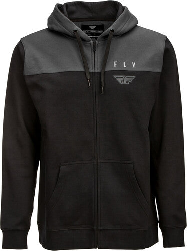 FLY HORIZONTAL ZIP UP HOODIE BLACK/CHARCOAL