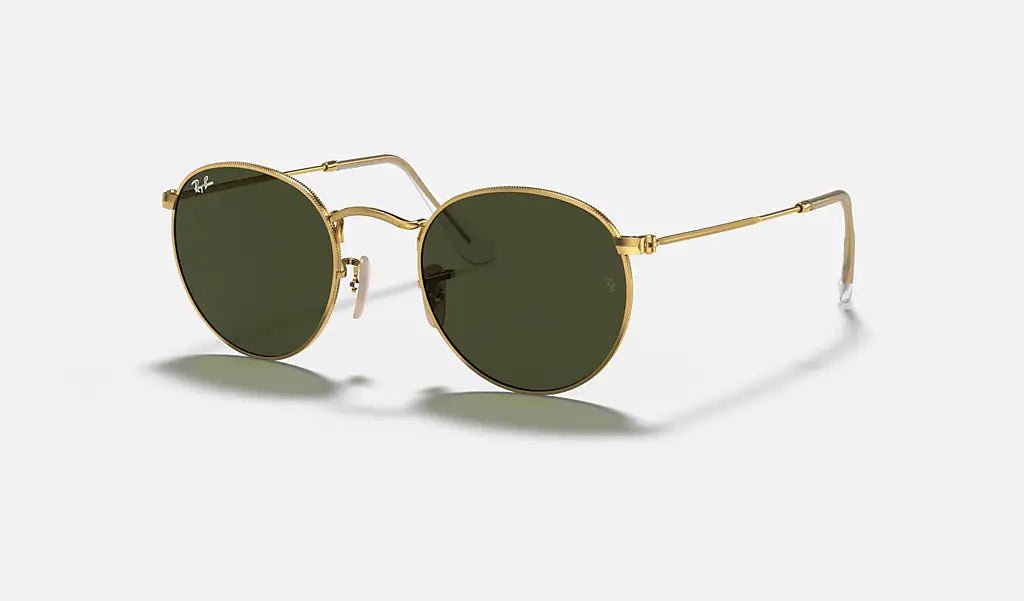 RAY BAN ROUND METAL Polished Gold LENSES Green