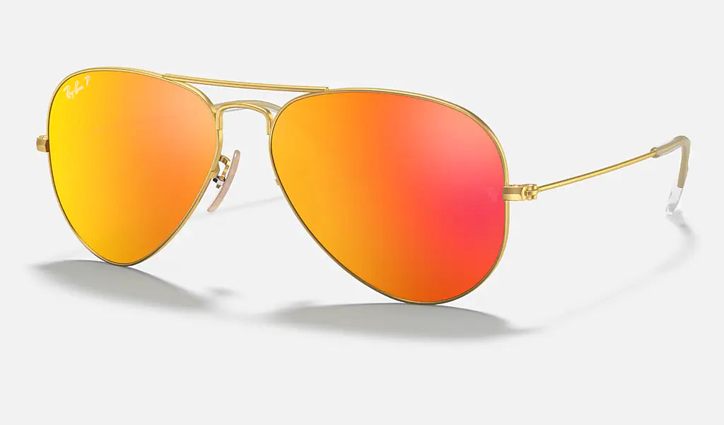 RAY BAN AVIATOR FLASH LENSES Matte Gold Orange