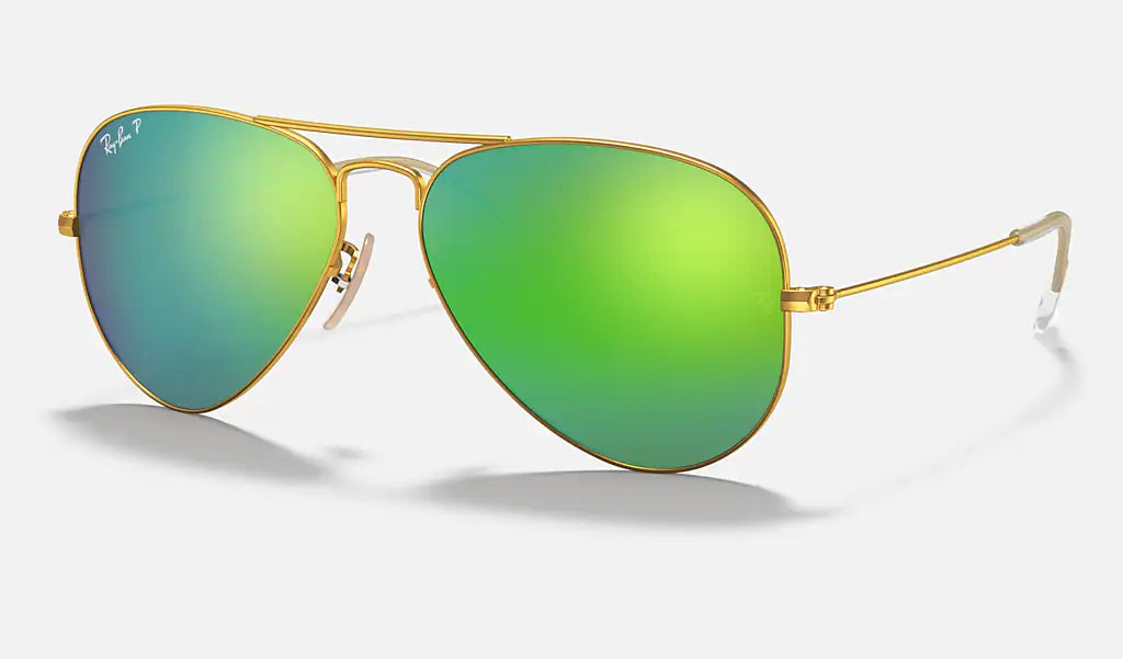 RAY BAN AVIATOR FLASH LENSES Matte Gold Green