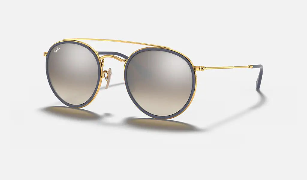 RAY BAN ROUND DOUBLE BRIDGE Polished Gold LENSES Silver