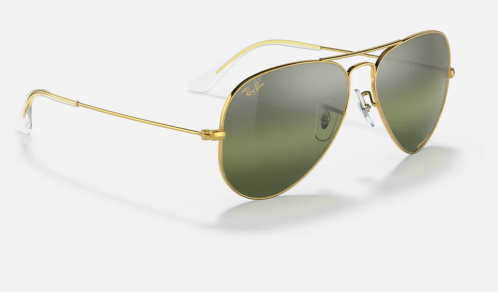 RAY BAN AVIATOR Silver/Green Polarized