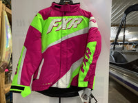 Load image into Gallery viewer, FXR YOUTH COLD CROSS JACKET Fuchsia/White Weave/Elec Lime
