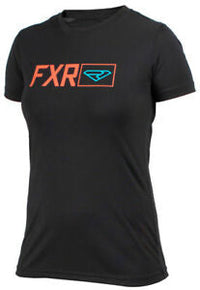 Load image into Gallery viewer, FXR LADIES Dash Tech T-Shirt Blk/Elec Tang/Aqua
