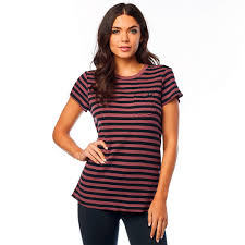 FOX WOMEN'S STRIPED OUT SS CREW ROSE