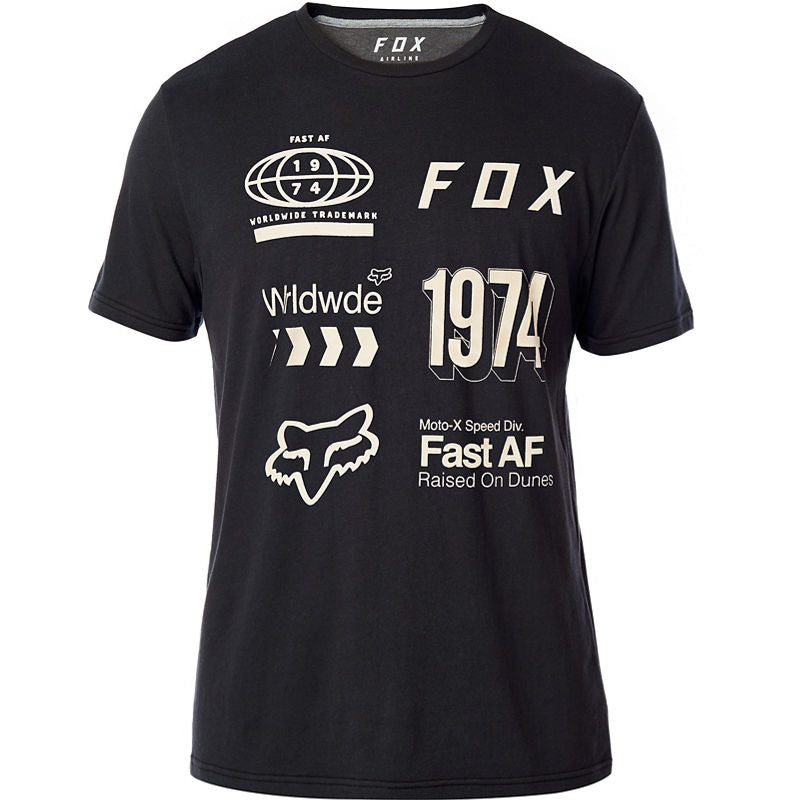 FOX MEN'S WORLDWIDE SS AIRLINE TEE BLACK/GREY