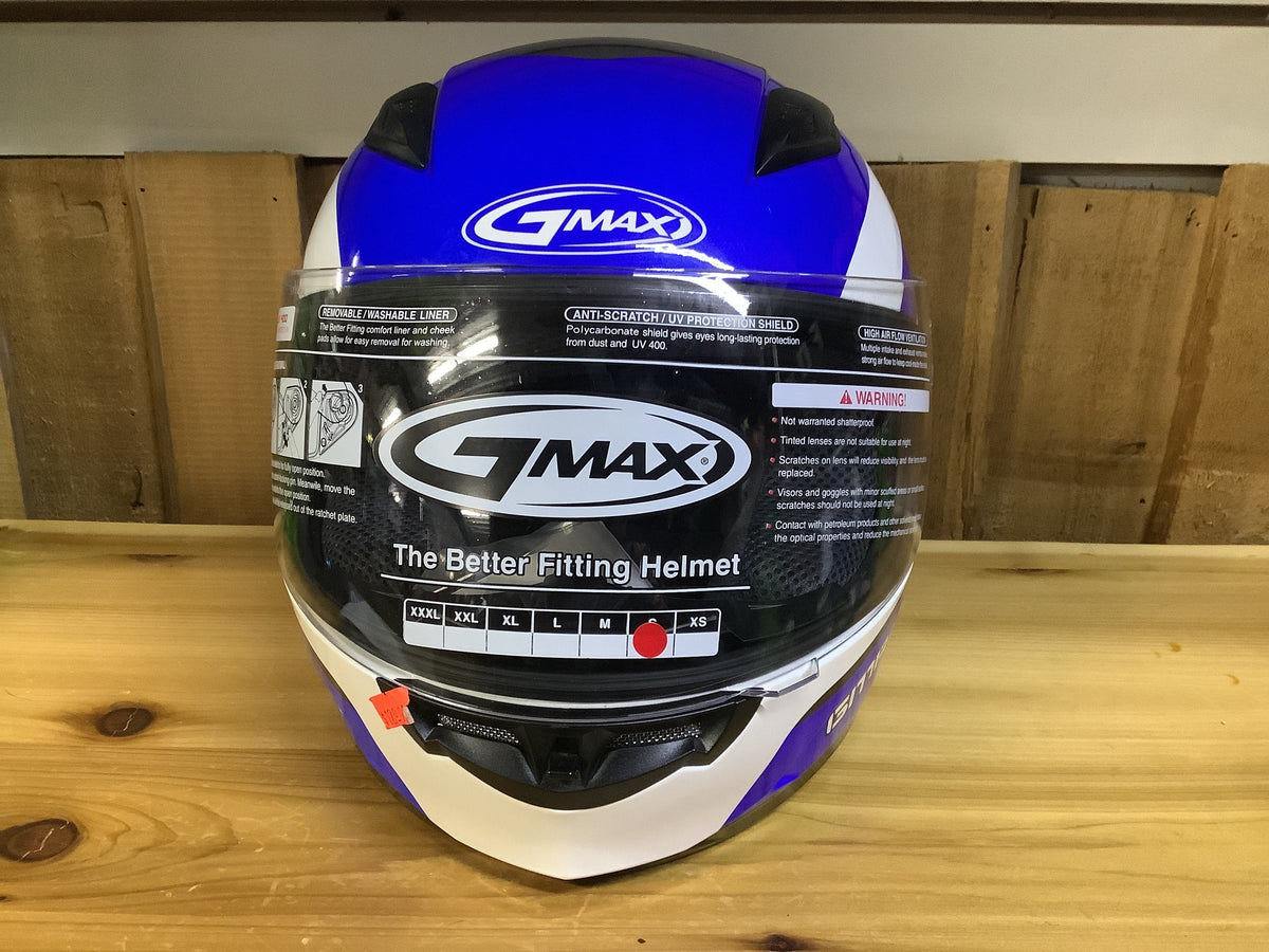 YOUTH GM-49Y FULL FACE DEFLECT HELMET WHITE/BLUE YS