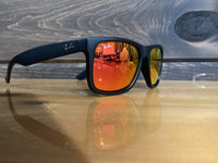 Load image into Gallery viewer, RAY BAN JUSTIN RUBBER BLACK/BROWN MIRROR ORANGE
