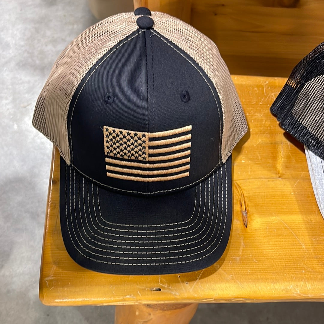 USA FLAG TAN/BLACK SNAPBACK HAT