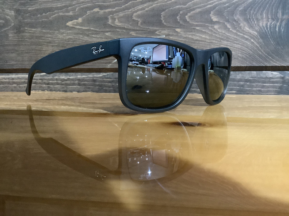 RAY BAN JUSTIN RUBBER GREY ON CLEAR GREY/GREY MIRROR SILVER GRADIENT