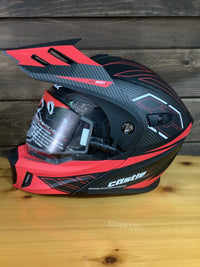 Load image into Gallery viewer, CASTLE X EL CX950V2 FIERCE MODULAR HELMET MATTE BLACK/RED/CHARCOAL
