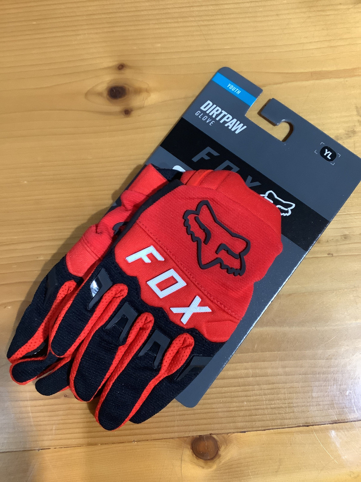 FOX YOUTH DIRTPAW GLOVE FLO RED