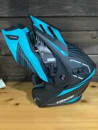 Load image into Gallery viewer, CASTLE X EL CX950V2 FIERCE MODULAR HELMET MATTE BLACK/TURQUOISE/CHARCOAL
