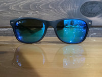 Load image into Gallery viewer, RAY BAN NEW WAYFARER RUBBER BLACK GREY MIRROR BLUE
