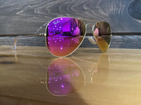 Load image into Gallery viewer, RAY BAN AVIATOR LARGE METAL MATTE ARISTA GREEN MIRROR FUXIA
