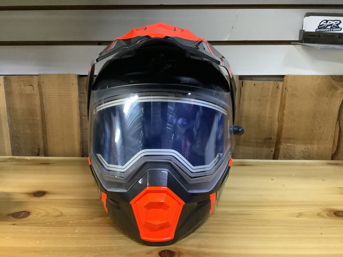 Scorpion EXO-AT950 Teton Cold Weather Helmet W/Elec Shield Orange/Grey