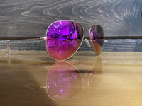 Load image into Gallery viewer, RAY BAN AVIATOR LARGE METAL MATTE ARISTA BROWN MIRROR FUCSIA
